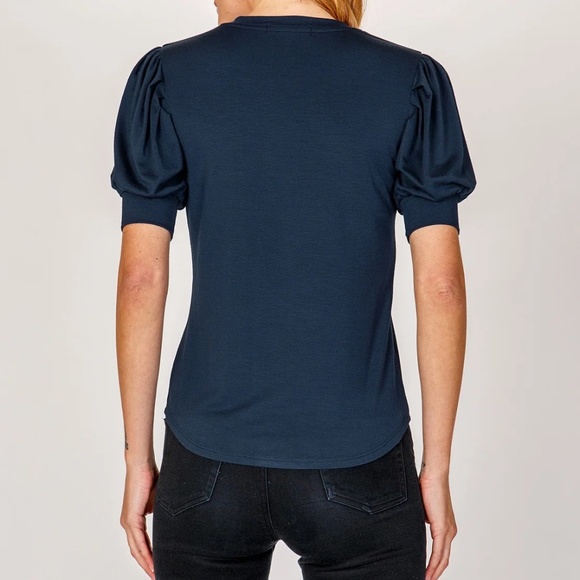 Navy Laila Jayde XLP Puff Sleeve Top - Picture 10 of 10